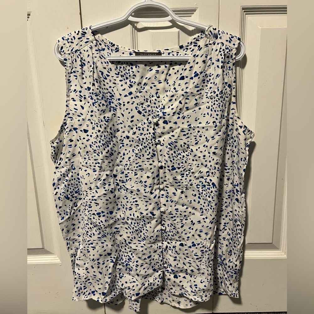White and blue blouse